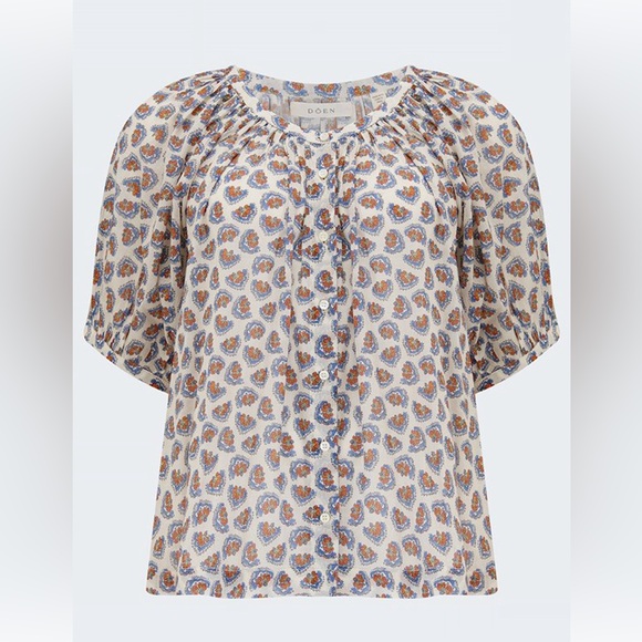 Doen Tops - Doen June Top in Sea Salt Bedford Paisley